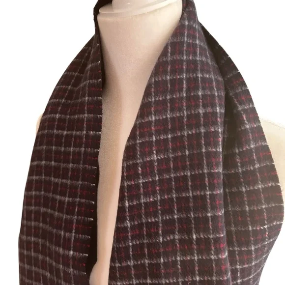 J.Crew Cashmere winter long scarf unisex luxury comfy coat fringe blue red soft - Picture 4 of 16